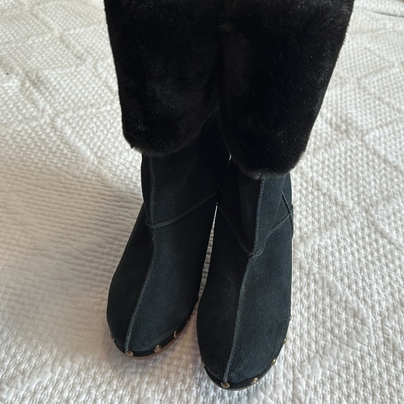 Colin Stuart Black Faux Fur & Suede Leather Studded Booties Size 8.5 - Picture 12 of 14
